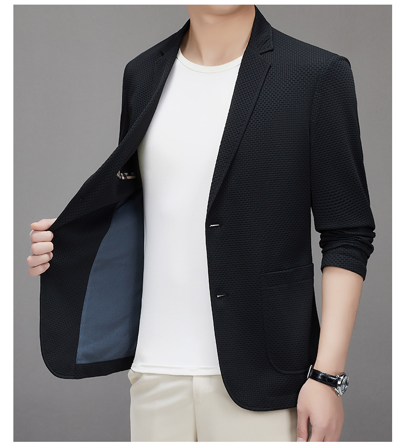Áo blazer nam co giãn nhẹ một lớp chống nắng mùa xuân hè — Màu đen, Màu xanh lục nhạt, Màu xanh xám