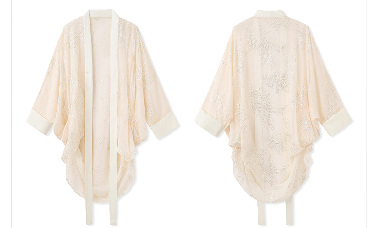 Set ba món nữ gồm áo hai dây thêu, áo khoác cardigan và quần dài — dây đeo, quần, áo khoác