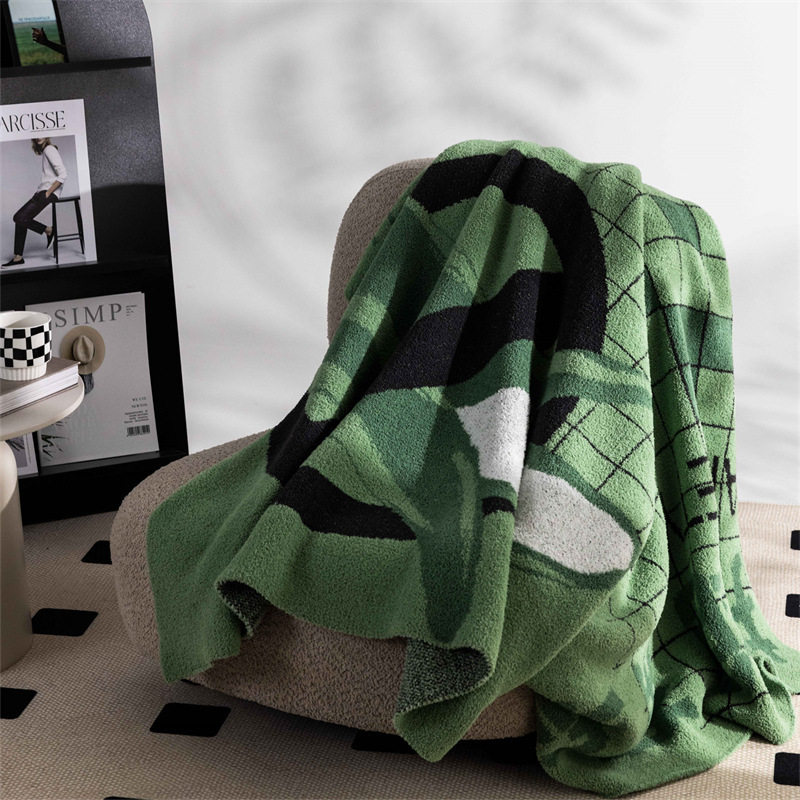 Ins Cartoon Nap Knitted Thread Blanket Office Nap Sofa Blanket Half Fleece Blanket Soft Waxy Skin-Friendly Air-conditioning Blanket