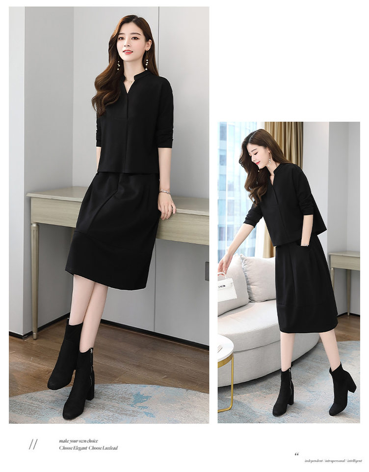 Set Bộ Áo Và Chân Váy Dáng Dài Nữ Tính Thu Đông Thanh Lịch Màu Nâu, Đen, Xám chi tiết 18
