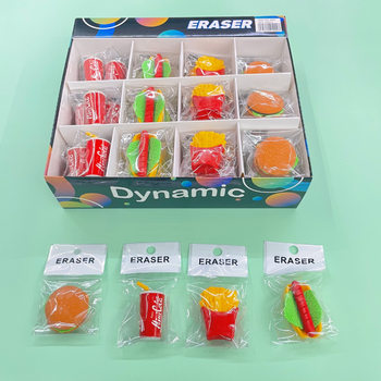 Factory Direct simulation food cartoon hamburger Cola sandwich shape rubber cartoon eraser Stationery Gift