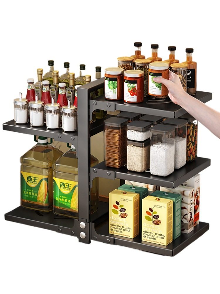 Kitchen Pot Rack Multi-Layer Storage Rack Multi-Functional Storage Pot Rack under the Sink Floor Countertop Pot Rack Cabinet