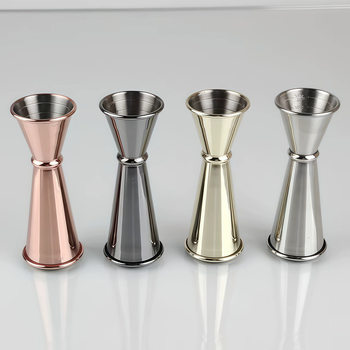 Cross-Border 304 Stainless Steel Double-Headed Bartending Measuring Cup Cocktail 30/60 Scale Measuring Cup with Ring Curling Ounce Cup