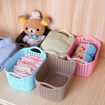 Rattan-like storage basket plastic non-lid desktop sundries basket portable storage box bathroom cosmetics storage box