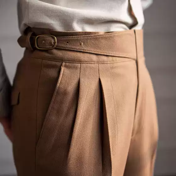 Factory Direct Supply Spring and Autumn Men's Italian Style Naples High Waist Straight Casual Pants British Retro All-match Pants