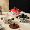 Double-Eared Household Steamed Egg Bowl, Air Fryer Oven, Special Baking Bowl with Lid, Pudding Cake Cup, High-Looking Ceramic Bowl