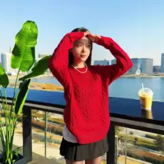 Rl Laff Pony Logo Embroidery Autumn and Winter Warm Sweater Women's Couple Knitted Sweater Twist Round Neck Retro Long Sleeve Top
