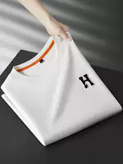 Summer Thin Tencel Skin-Friendly Round-Neck Men's Short-Sleeve T-Shirt with Simple Heat-Printed Embroidery, Trendy and Unique Casual Top