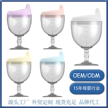 Children's Goblet Learning Drinking Cup Milk Cup Anti-fall Baby Drinking Water Straight Juice Duckmouth Wine Cup Bottle