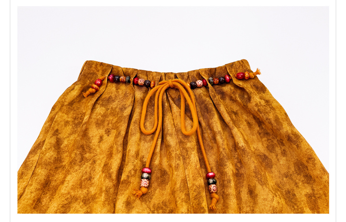 Quần ống rộng nữ họa tiết in hai mặt thắt lưng dây buộc phong cách nhẹ nhàng P9028 — Amber (7 ngày)