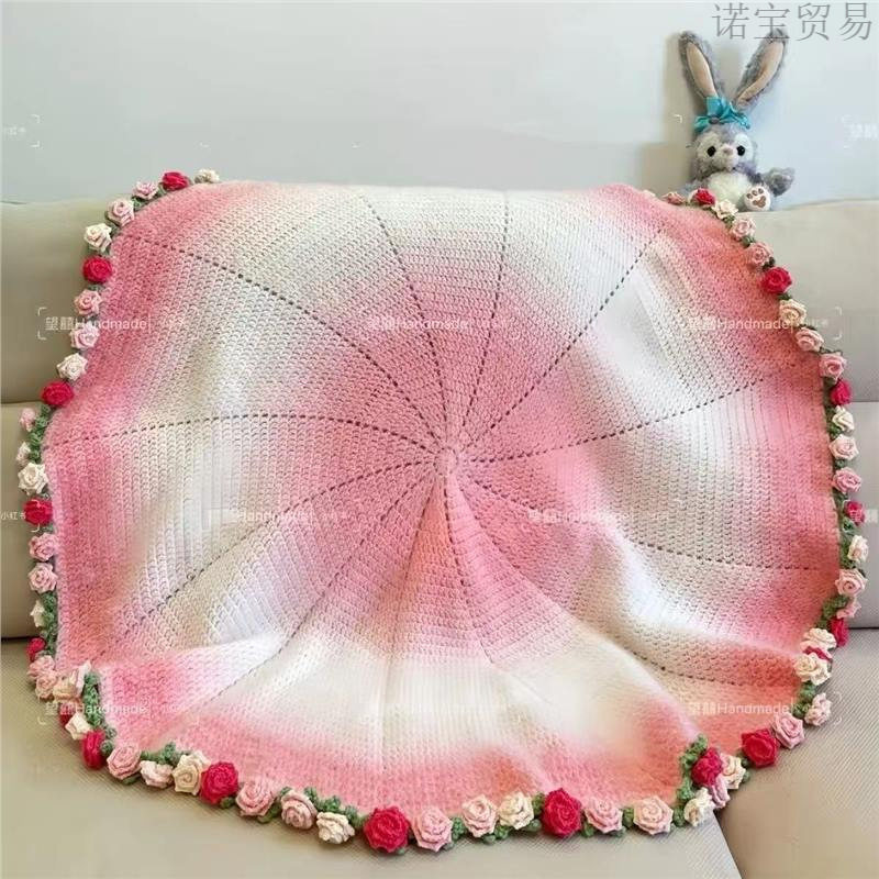 Hand-Knitted Rose Bouquet Blanket Material Package Wool Ball Crocheted Flower Wool Ball Crocheted for Friends