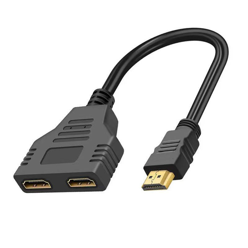 Gold-Plated Interface HDMI One-To-Two Cable 1/2 High-Definition Conversion Cable Hdmi3D Version 1.4 Male to Double Female Converter