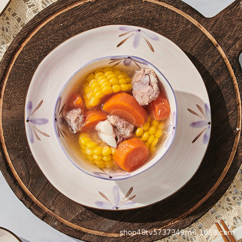 Hand-painted underglaze color purple wind chime series ceramic tableware bowls and dishes purple tableware can be combined (a generation of hair)