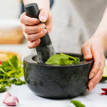 Medium-Sized Granite Mortar Household Garlic Mortar Garlic Crusher Spice Grinder Food Garlic Masher