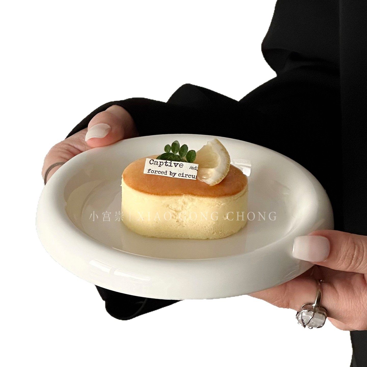 Ins Style Chubby Dessert Plate High-Value Household Pure White Ceramic Plate Milk Fufu Cake Plate Breakfast Plate Plate