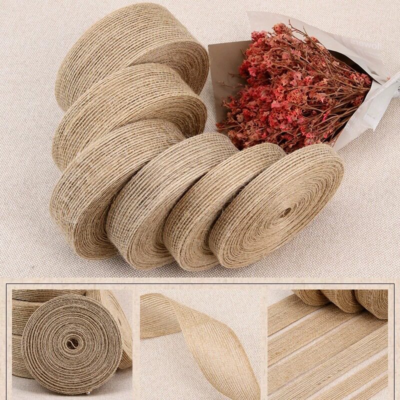 ริบบิ้นผ้าลินินไหมปลา ริบบิ้นผ้าป่าน งานแฮนด์เมด DIY โบว์ เครื่องประดับ บรรจุภัณฑ์คริสต์มาส Amazon