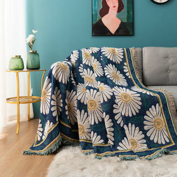 Foreign trade European-style sofa towel back towel full cover all-inclusive white chrysanthemum line blanket cloth non-slip sofa cushion wholesale Four Seasons Universal