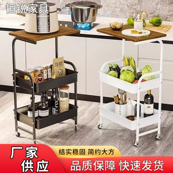 Trolley Storage Rack with Table Board for Guests, Mobile Wheeled Household Sundries Storage Rack, Snack Trolley