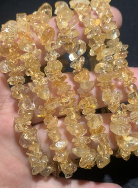 天然巴西黄水晶随形手链招米米不规则水晶饰品手串