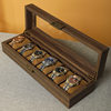 Light Luxury New Chinese Style Solid Wood Wood Grain Leather Watch Box Bracelet Bracelet Jewelry Box Vintage Wristwatch Display Box with Lid