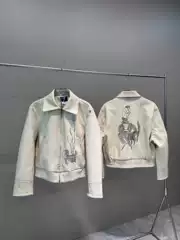 heavy industry erd melancholy rich second generation pu lambskin splash ink mysterious person embroidered leather jacket jacket short width male