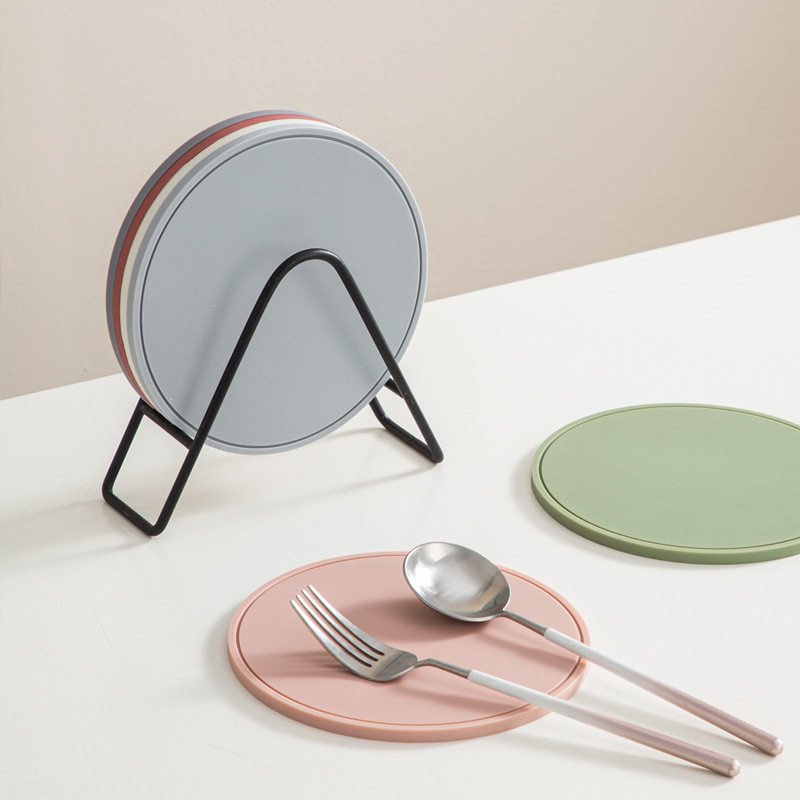 Silicone Pot Mat Insulation Mat Bowl Mat Plate Mat Placemat Coaster Silicone High Temperature Resistant Dining Table Anti-Scalding Household Round Simple