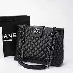 Hong Kong Purchasing Agent for 2026 New Trendy Large-Capacity Quilted Chain Bag, Genuine Leather Women's Bag, Fashionable Shoulder Crossbody Large Bag
