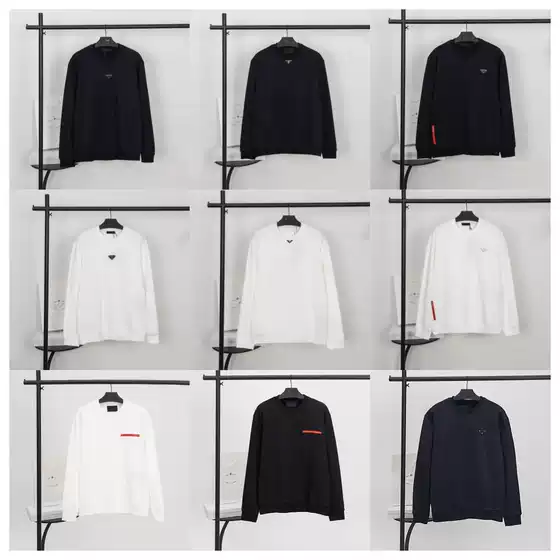 Cross-Border P Brand Metal Triangle Logo Unisex Casual Loose Versatile Long-Sleeve Pullover Sweatshirt for Autumn