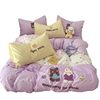 Class a Four-Piece Bed Towel Embroidered Quilt Cover Washed Cotton Bed Sheetss Cartoon Style Student Dormitory Three-Piece Fitted Bed Sheets Set