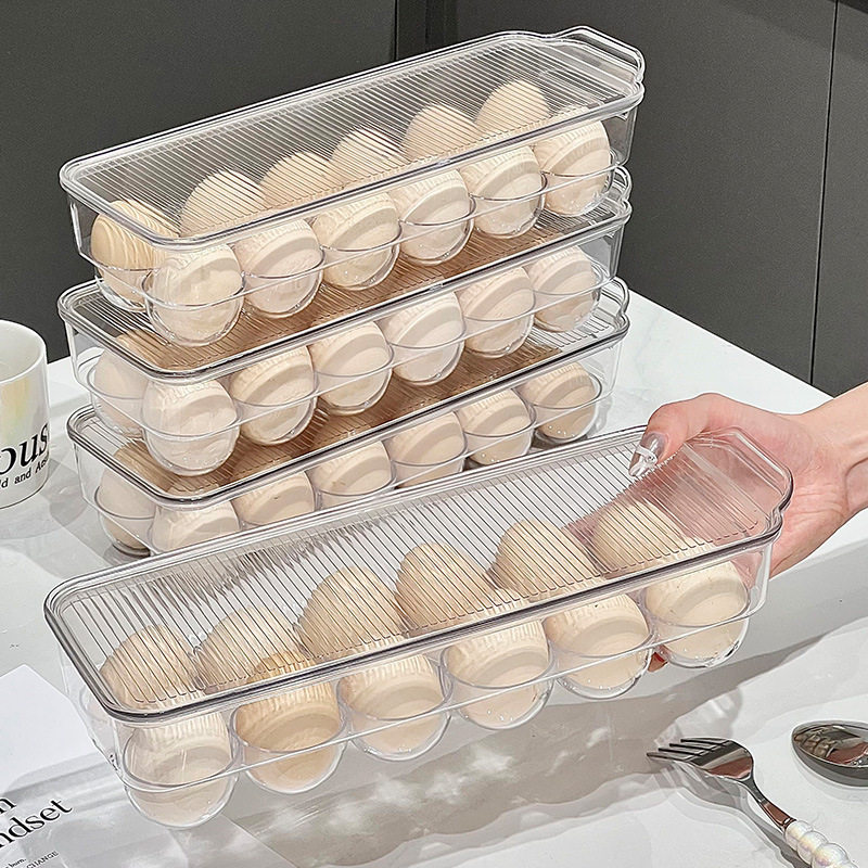 Cross-Border Egg Storage Box New Kitchen Refrigerator Egg Preservation Box with Lid Timed Egg Box Drawer-Type Egg Tray