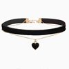 Double-Layer Necklace Clavicle Chain Choker Collar Female Red Peach Heart Pendant Retro Velvet High-End Niche Neckband