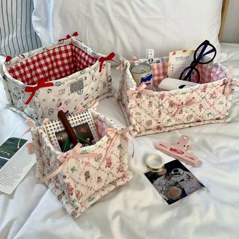 High-value desktop storage basket ins cute snacks sundries storage basket storage box makeup skin care products finishing bag