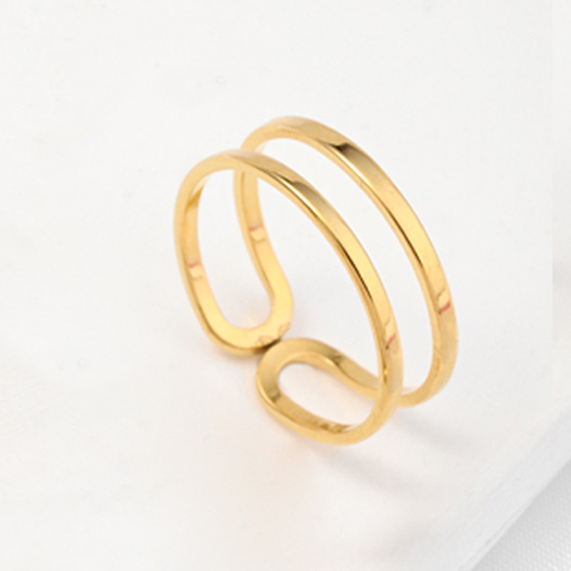 钛钢戒指三件套饰品 不掉色设计小众开口可调节 套装素圈指环厂家