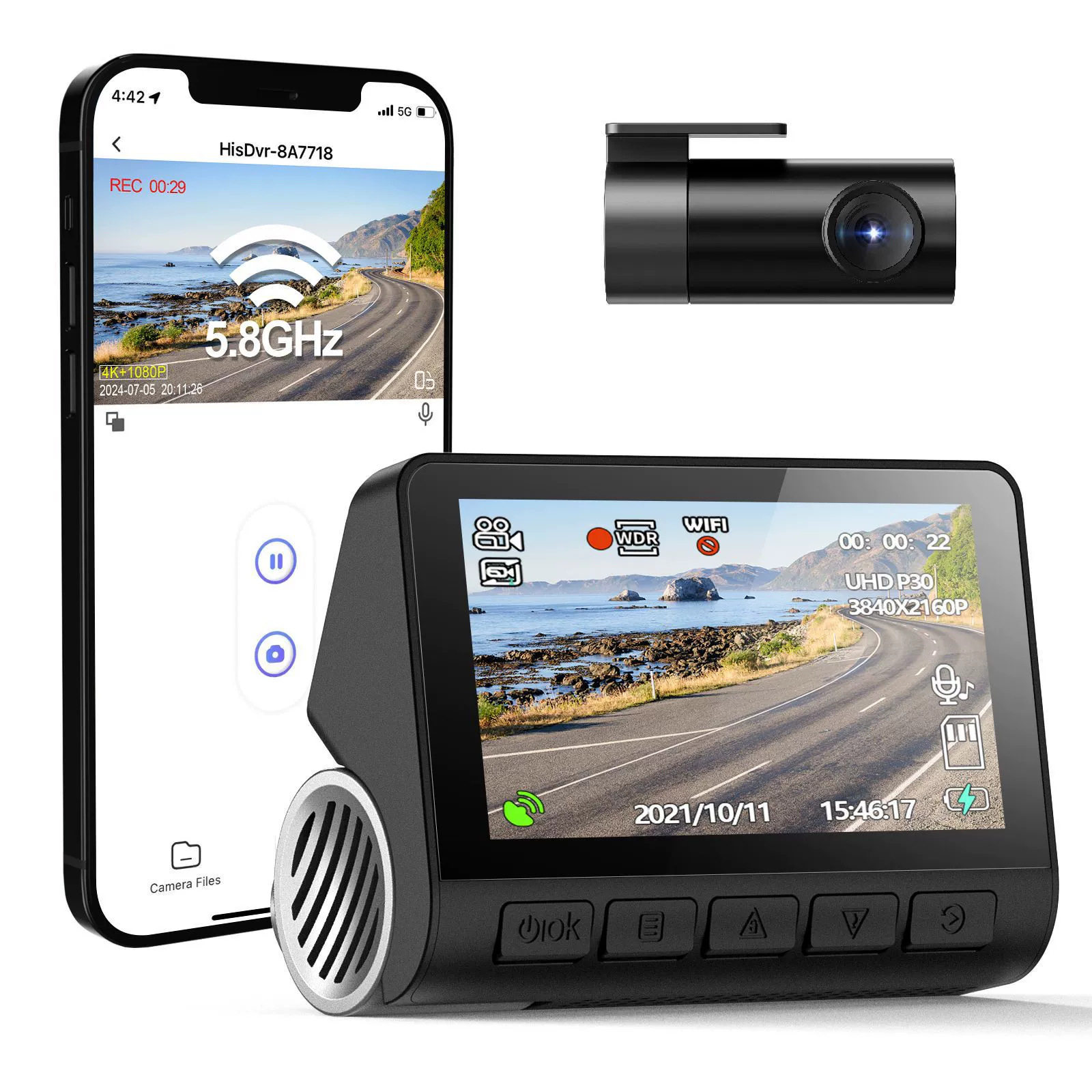 V55 4Kwifi GPS3.0 inch IPS screen night vision dual lens A800S driving recorder