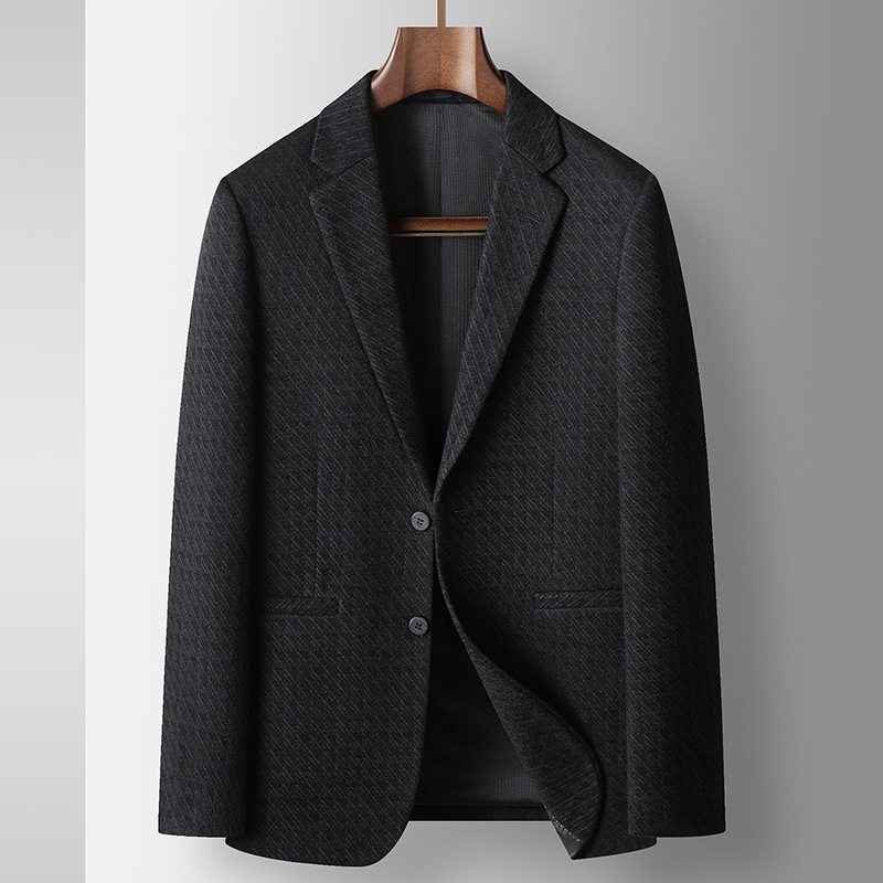Áo Vest Nam Wool Kẻ Caro Một Hàng Khuy Phong Cách Lịch Lãm Màu Đen