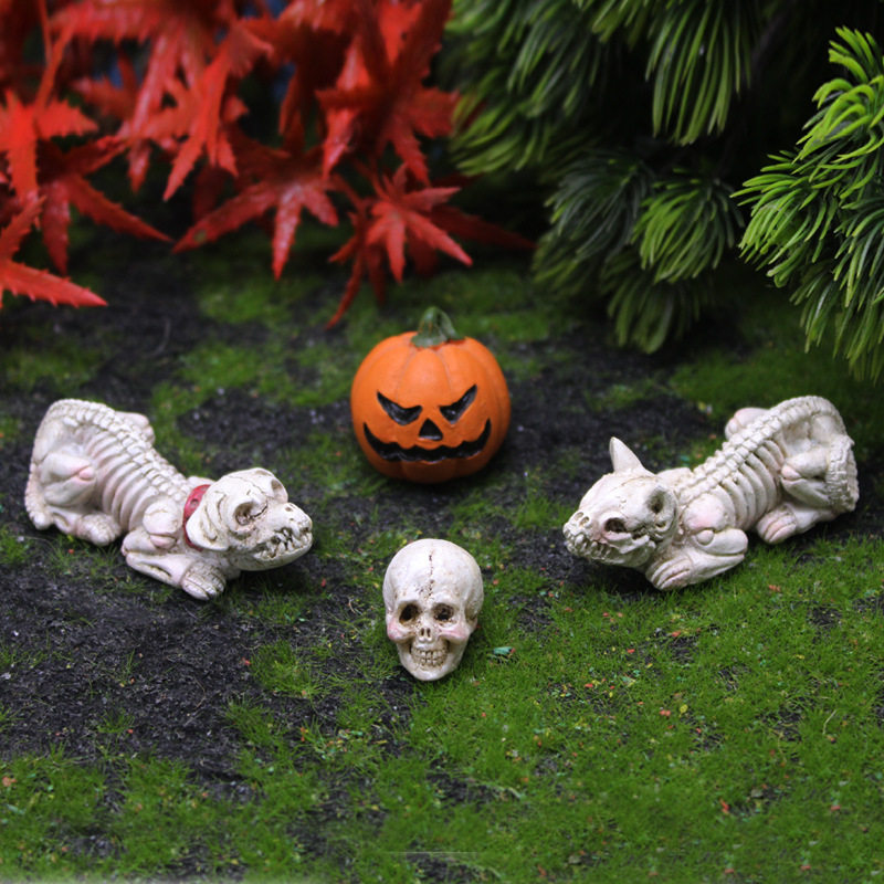 Halloween Pumpkin Ornaments Skeleton Cat Garden Micro Landscape Ghost Festival Dog Ornaments Horror Resin Crafts Cross-Border