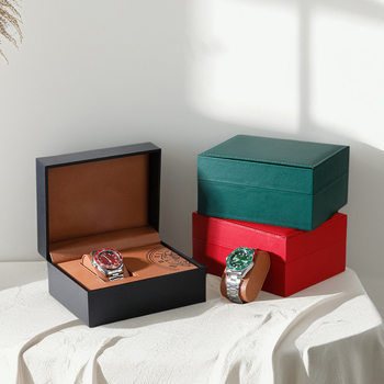 Source Factory Watch Box Flip Pu Leather Watch Box Watch Jewelry Storage Box Watch Packaging Box Gift Box Ready Stock