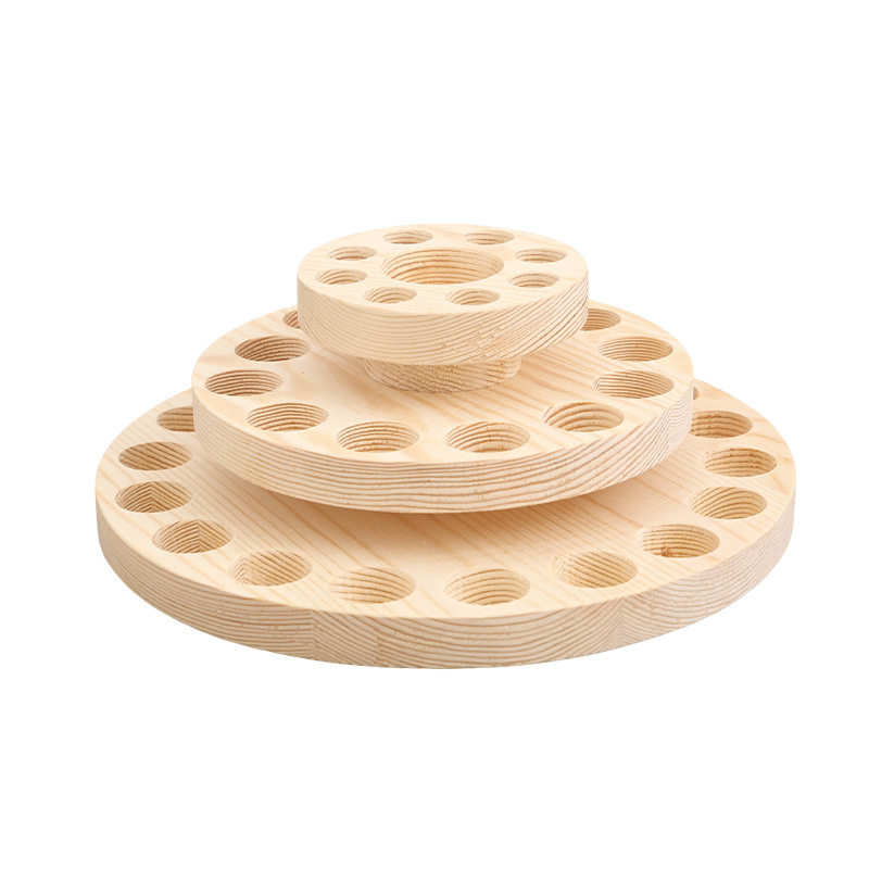 38-Slot Essential Oil Display Rack, 360-Degree Rotating Three-Layer Solid Wood Bottle Organizer, Desktop Storage Display Tray, Doterra