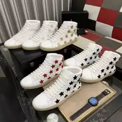 European Fashion Trend New Star Genuine Leather Men's Shoes Round Toe Lace-Up High-Top Casual Sports Shoes Sneakers