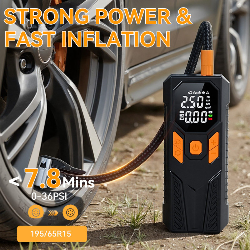 Car Air Pump Wireless Portable High-Pressure Electric Air Pump Car Air Pump Tire Pressure Measurement Dual Screen