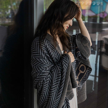 Nordic Vintage Class A Wool Blended Blanket Knitted Jacquard Cover Blanket Sofa Office Nap Blanket Living Room Soft Dress