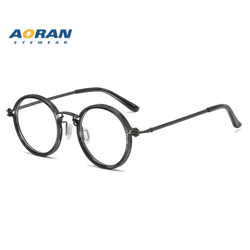 Net red hot selling glasses frame men's business retro round flat lens can be equipped with myopia glasses frame wholesale