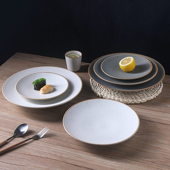 Retro Dinner Plate, Hotel Tableware, Western Dinner Plate, High-End Plate, Restaurant Pasta Steak Plate, Salad Plate, Creative Disc