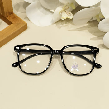 Square Nail Flat Glasses Women's Internet Celebrity Ins Decorative Large-Frame Glasses Korean-Style Cold Tea Plain Glasses Frame for Myopia