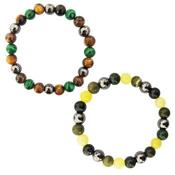 Amazon wish foreign trade cross-border peacock tiger eye stone mix and match three-color bracelet Agate black iron stone 8mm bracelet