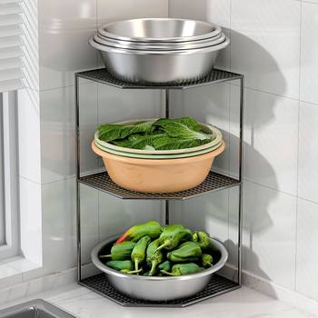 Kitchen Pot Rack, Pot Triangle Rack, Pot Storage, Under-Sink Corner Floor-Standing Countertop, Household Multi-Layer Storage Rack