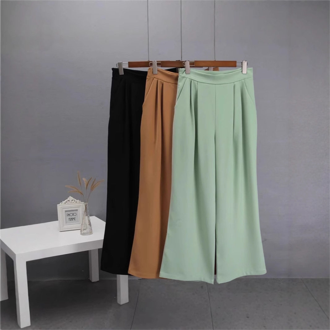 High Waisted Wide Leg Trousers Spring Collection Casual Style Flared Design Versatile for Everyday Wear Wholesale