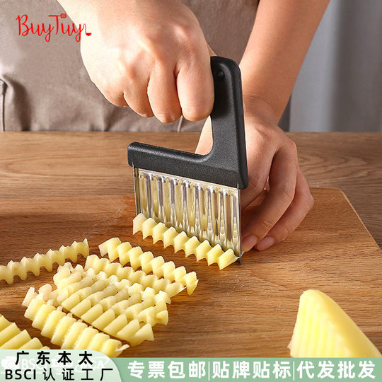 不锈钢土豆切片器 马铃薯波浪切刀 厨房切面刀创意土豆薯条切条器