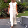 2026 Spring/Summer New European and American Cross-Border Independent Website Hot-Selling Women's Solid Color Round Neck Sleeveless Top and Long Pants Set