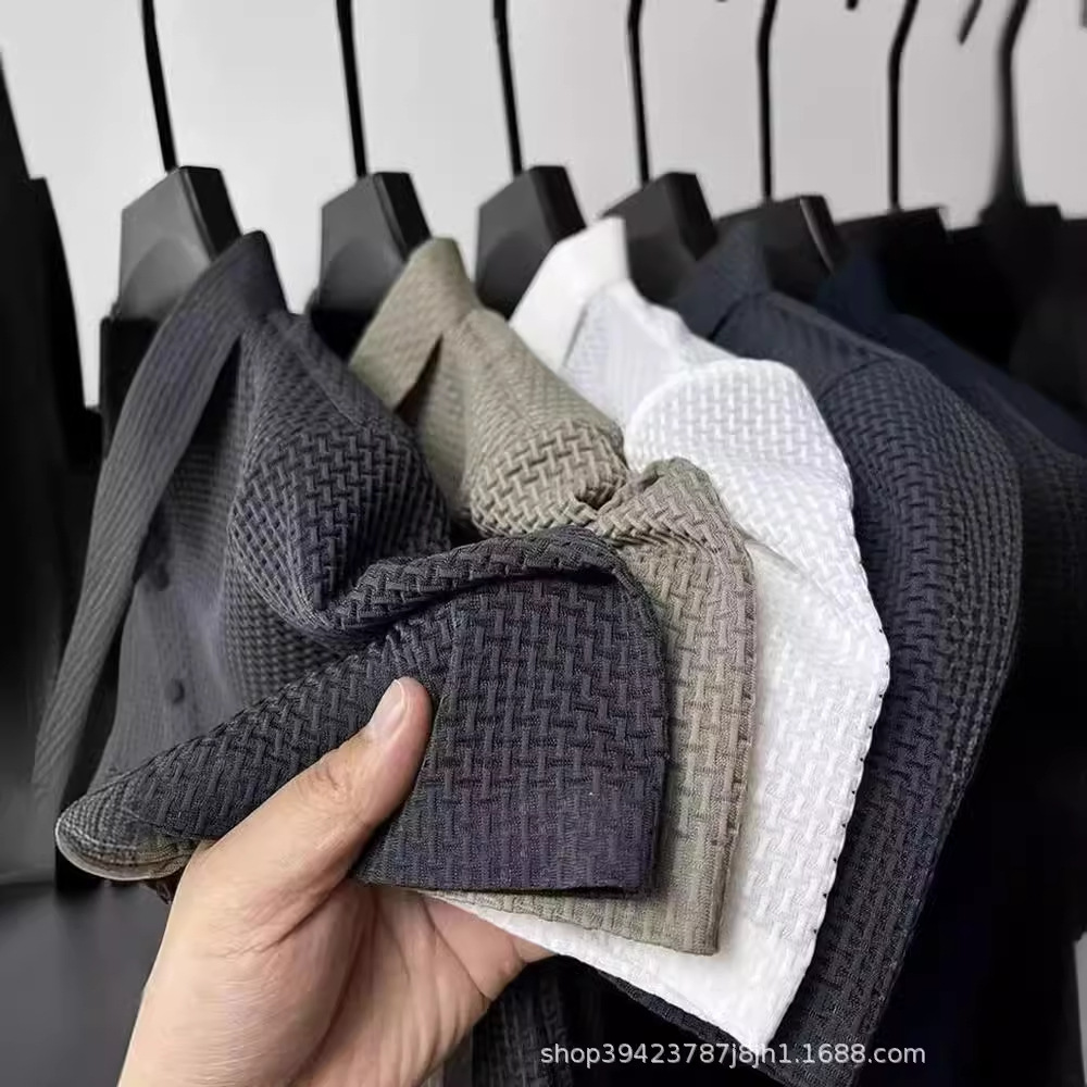 ฤดูร้อนผ้าไหมน้ำแข็งแห้งเร็วเสื้อโปโลผู้ชาย jacquard ปกเสื้อ...